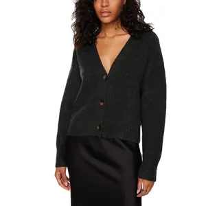 काई की कपड़ों में काले कार्डिगन सरल महिला कार्डिगन बुनाई स्वेटर के नए वी-गर्दन के बटन फैशन महिला मानक सुरुचिपूर्ण