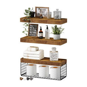 Estantes de Baño Sobre el Inodoro - Estantes Flotantes Montados en la Pared, Almacenamiento de Papel Higiénico, Decoración Rústica Pequeña, Juego de <span class=keywords><strong>3</strong></span> Estantes de 16 Pulgadas - Product Image 1