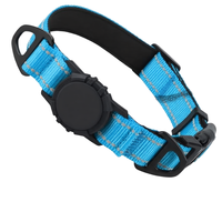 Collier GPS pour chien TagME Airtag, imperméable, réfléchissant, en nylon, avec support pour animaux de compagnie, rembourrage doux, double anneaux en D, pour petits chiens, Bluetooth/WiFi, LED