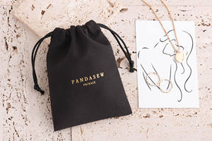 Pochette à bijoux de luxe PandaSew personnalisée 2026 avec logo personnalisé, en velours suédé, petit sac à cordon - Product Image 6