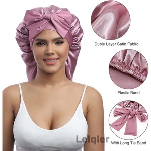 Bonnet en satin personnalisé avec logo et bande élastique pour cheveux longs, idéal pour les femmes, bonnet de nuit en satin pour femmes - Product Image 3
