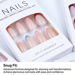 Unghie Finte Adesive in Acrilico Stile Stiletto Francese, Pronte per la Spedizione, Design Regolare a Mandorla, Materiale ABS per Dita - Product Image 1