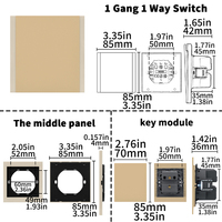 Interruptores y Enchufes de Pared WESA Ultrafinos con Botón Pulsador EU 1/2/3 Vías, Enchufe de Alimentación de 1 Vía, Combinación Libre, Diseño Moderno de Lujo
