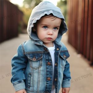 OEM <span class=keywords><strong>giacca</strong></span> di jeans con cappuccio personalizzato per bambini bambini Unisex neonati ragazzi blu Denim giacche per bambini - Product Image 4