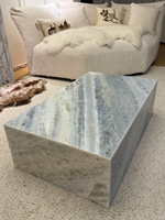 Table basse moderne en marbre bleu cristal, taille personnalisable, écologique, durable, pour la maison, le salon