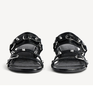 Sandalias de cuero con tacón de bloque y tachuelas para mujer, con múltiples correas y hebillas, estilo atrevido, venta al por mayor, OEM, personalizadas - Product Image 5