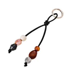 Colgante <span class=keywords><strong>de</strong></span> Bolso Vintage con Cuentas Acrílicas, Llavero Decorativo <span class=keywords><strong>de</strong></span> Cuero PU con Cuerda Trenzada, Accesorios para Llavero <span class=keywords><strong>de</strong></span> Bolso - Product Image 6