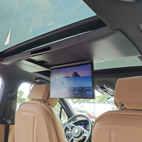 Moniteur TV de voiture 15,6 pouces IPS Full HD Android 13 8 cœurs avec WiFi 4G intégré, écran tactile rabattable à ouverture automatique pour toit ouvrant panoramique