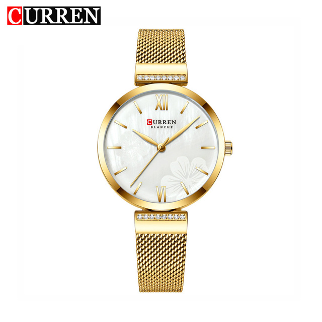 CURREN 9067 Alloy Fashion Quartz Watch Women Stainless Steel Gold Bracelet 3BAR Water Resistant Business Elegant Dress Antique
