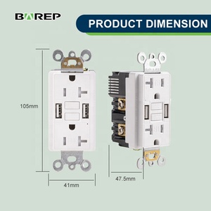 Presa GFCI Barep 20A con Doppie Porte USB, Certificata ETL, Autotest, Presa a Muro TR per Uso Residenziale e Commerciale - Product Image 2
