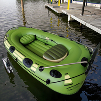 Bateau de Pêche Gonflable pour Rivière et Dérive, Ensemble avec Rames, Capacité 4 Personnes, Charge Maximale 240 kg