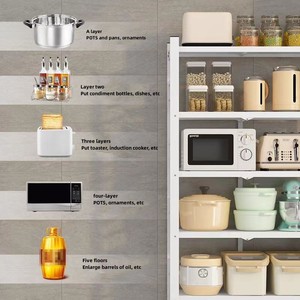 <span class=keywords><strong>Scaffale</strong></span> a 4 Ripiani Pieghevole in Metallo, Organizzatore <span class=keywords><strong>Mobile</strong></span> per Cucina, Unità di Stoccaggio - Product Image 3