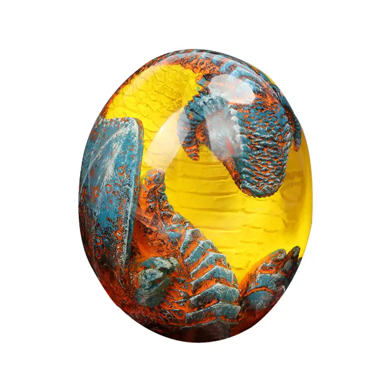 뜨거운 판매 크리스마스 선물 기념품 수지 투명 빛나는 조각 공룡 계란 용암 드래곤 계란