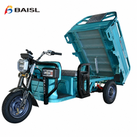 Tricycle benne électrique 1000W 60V à basculement hydraulique, à trois roues, avec bords hauts, pour le transport de sable, gravier, usage agricole et pour adultes