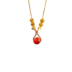 Red Agate Lucky Bag Necklace Water Drop Shape Zinc Alloy Pendant Clavicle Chain Gift For Women Elegant Summer Jewelry - Product Image 5