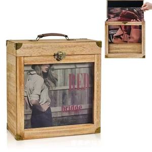 Cross-border wooden portable storage box, household vinyl <b>record</b> collection box, solid wood CD and disc organizer, - Product Image 3