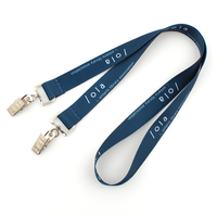Lebei Articles en vrac Carte de lanière de cou en polyester personnalisée avec clip à double extrémité avec logo Cordon imprimé à deux crochets en métal
