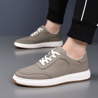 Herren Atmungsaktive Echtleder Rindsleder Freizeitschuhe Modische Britische Weiße Lederschuhe Trendige Laufschuhe