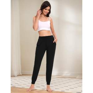 Pantalones de dormir de viscosa de bambú personalizados para mujer, joggers de cintura alta con bolsillos para ropa de dormir cómoda - Product Image 5