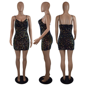 Vendita calda Sexy bretelle Backless paillettes abiti da donna Party Fashion Club abito da sera estate <span class=keywords><strong>abbigliamento</strong></span> donna <span class=keywords><strong>all</strong></span>'<span class=keywords><strong>ingrosso</strong></span> - Product Image 6
