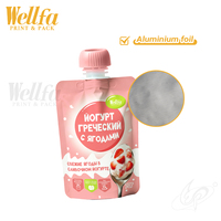 Sachet Doypack refermable en aluminium de qualité alimentaire avec bec verseur pour purée de fruits et yaourt, impression personnalisée, 70g 90g 100g 180g