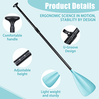 Pagaie gonflable Aqua Cyan pour SUP, manche en alliage d'aluminium réglable avec poignée anti-torsion à rainure en U, pagaie flottante en 3 parties