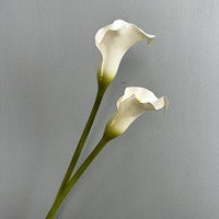 Bunga Calla Lily Lotus Buatan Plastik Real Touch 75CM, Tangkai Tunggal Warna Putih Burgundy untuk Dekorasi Meja Rumah, Pernikahan, Hari Ibu
