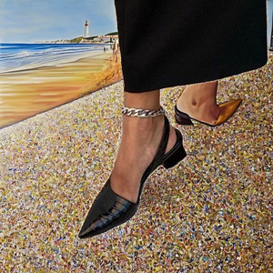 Sandalias de Verano de Lujo Personalizadas con Tacón de Cuña, Punta Puntiaguda, Correa en el Tobillo y Peluche para Mujer, Cómodas y a la Moda - Product Image 2