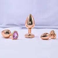Perles anales en métal cristal en forme de cœur rose or, masseur de prostate, jouet sexuel pour adultes, produits gays pour femmes et hommes