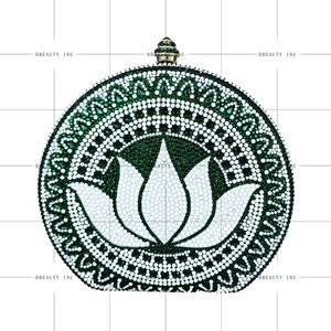 Women's Classic Fashion Crystal Rhinestone Evening <b>Clutch</b> Bag with Floral Pattern and Chain Strap for Party - Product Image 4