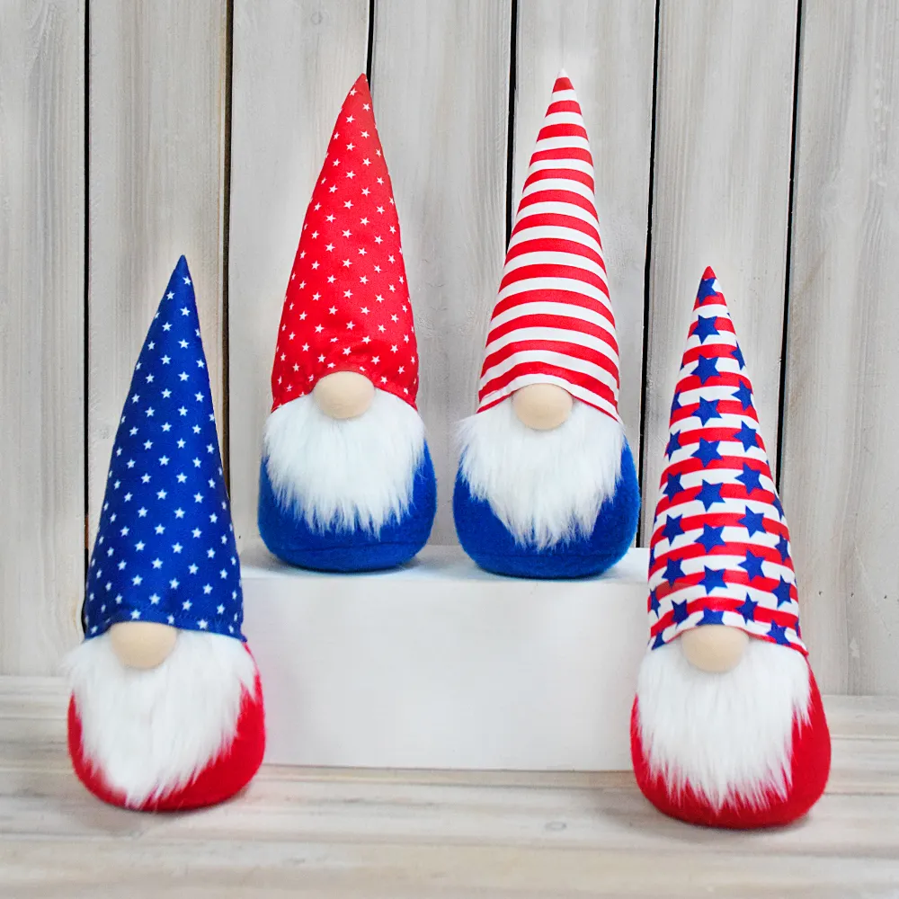 Buatan Tangan 4th Juli Liburan Gnomos Patriotik USA Bendera Amerika Hadiah Hari Veteran Dekorasi Merasa GNOME Juli