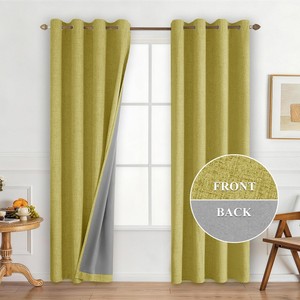 Cortinas Opacas de Poliéster Color Verde Azulado de Primera Calidad, con Ojales, Aislantes Térmicas, Bloqueadoras de Luz, para Sala de Estar, Dormitorio, Decoración del Hogar - Product Image 3