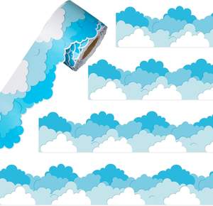 Cielo azul Nubes Aula Borde Rollo Nubes blancas Forma Tablón de anuncios Decoraciones Cielo festoneado Nube Troquelado Bordes Trim - Product Image 1