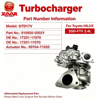 Turbocompresseur GTD17V 910850-5002Y 17201-11070 89764-71020 pour Toyota HILUX 2GD-FTV 2.4L – Ensemble de turbocompresseur de rechange
