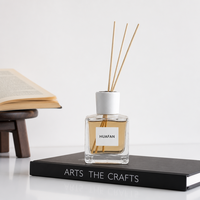 Flacon diffuseur de parfum en verre transparent de luxe 100ml 150ml, conteneur vide pour parfum avec bouchon en bois et logo personnalisé