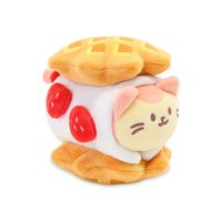 Peluche chat gaufré, jouet en peluche réversible de 6 pouces avec détails fraise, adorable peluche chat sur le thème des desserts