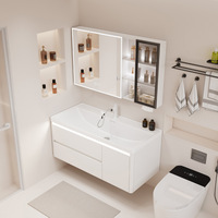 Meuble de salle de bain avec lavabo monobloc en céramique, vasque de lavage marin à tiroir, combinaison lavabo-vasque en aluminium laqué nid d'abeille