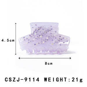 Pince à cheveux tendance en acétate de 8 cm, ornée de strass, pince à mâchoire, dégradé multicolore, accessoires de cheveux unisexes pour mariage - Product Image 2