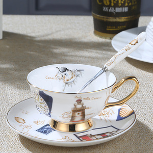 Brief Bone <strong>China</strong> <strong>Cup</strong> Saucer Set Afternoon Tea Coffee <strong>Cup</strong> With Spoon - Product Image 2