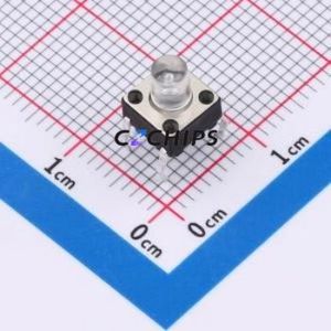 TSA06131-075B332CN Tactile Switch Through hole-4P,6.1x6.1mm Switch Single Pole Single Throw Round Button 1.8N 6.1mm - Product Image 1