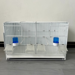 Cages d'élevage de canaris en fil blanc empilables à 4 niveaux, pliables, faites à la main, cage de luxe pour oiseaux d'amour, emballage en carton avec boîte à boisson - Product Image 2