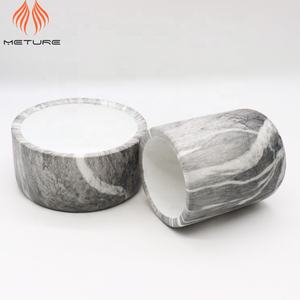 Tarros de vela de cerámica gruesa con estampado de mármol <span class=keywords><strong>gris</strong></span>, 12oz - Product Image 3