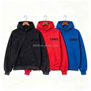 High Quality Men's Breathable Custom Logo Hoodie Solid Loose Drop Shoulder Hooded <b>Sweater</b> for Oversized Plain Zip up Hoodie - Product Image 1