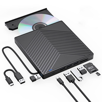 Unidad Óptica Externa para Portátil a Precio de Fábrica, Grabadora de DVD USB 3.0 con Ranuras para Tarjetas TF, Reproductor de DVD, Unidad de Lectura y Escritura de CD