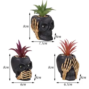 Recco – Pots de plantes succulentes en forme de squelette, décorations d'halloween