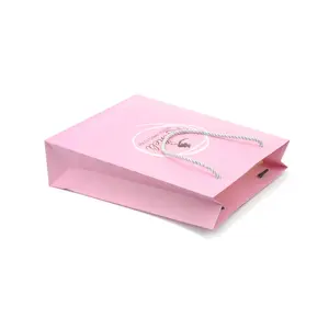 Customized Recyclable wholesale high quality recyclable pink paper bags