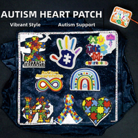 Patch thermocollant en feutre non tissé et PVC, motif arc-en-ciel, cœur, fleur, puzzle, pour la sensibilisation à l'autisme, respectueux de l'environnement, pour sacs