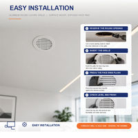 Grille de ventilation ronde en aluminium pour CVC, revêtement poudré, fixation murale, avec moustiquaire, registre d'évacuation circulaire