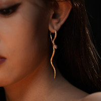 Boucles d'oreilles créoles FOS officielles, authentiques, tendance, polyvalentes, style étoile, motif écaille et serpent, entièrement en cristal, plaquées or, haut de gamme, en argent 925