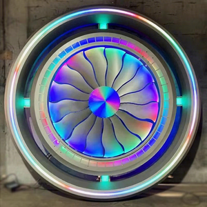 Ventilador Turbo Personalizable con Luz, Estilo Tecnológico, Fondo de Hierro Forjado, Decoración Metálica para Bares y KTV - Product Image 1